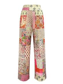 时尚休闲度假风优雅女士百搭修身外套，适合外出、居家、旅游、工作，新款秋冬女士休闲花卉拼接宽松裤