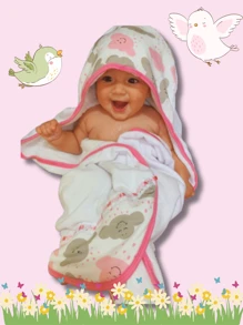 Baby Bath Towel Double Sided Lined With Cotton Diaper With Hood Infant And Newborn - Blue - View 2