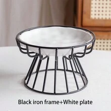 shuo ni mao yi Ceramic Pet Bowl  Cat Food Bowl High Foot Iron Frame Anti Knock Neck Protection Cat Bowl  Cat Food Bowl  Kitten Plate Wholesale