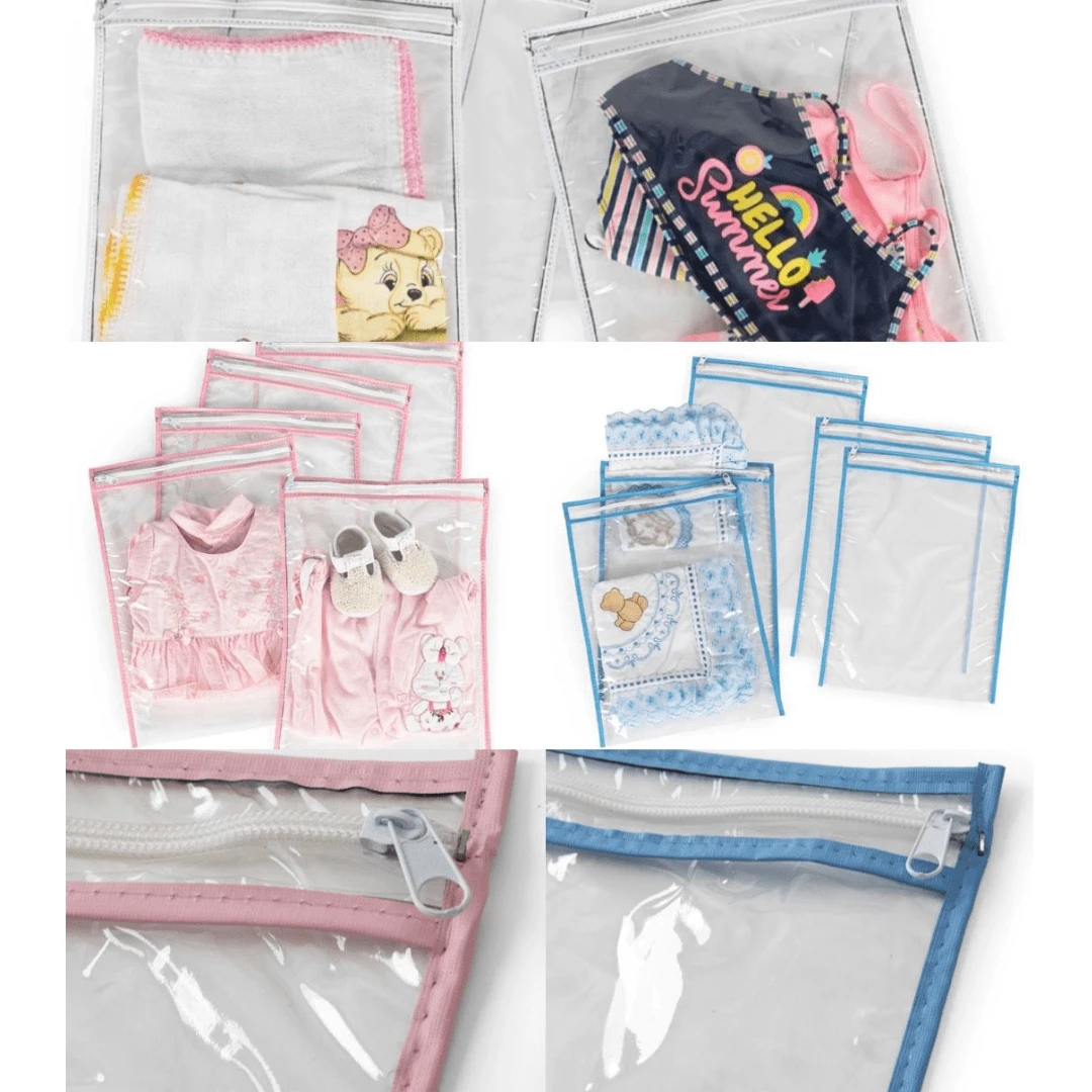 Kit 5 Maternity Bags Baby Clothes Organizer Bags Maternity Boy Or Girl - 藍色 - 查看 1