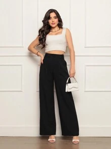 Women's Sensoriale High Waist Fabric Pants - 黑色 - 查看 1