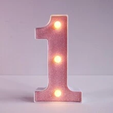 1pc Shiny Pink LED Letter Light, English Alphabet & Number Night Light, Battery Powered, Warm Glow, For Home Decor, Wall Decor, Kitchen Decor, Game Room Decor, Party Decor, Birthday Party, Outdoor Decor, Wedding Decor, Bedroom, Study, Graduation Party, Camping Decor
