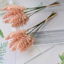 6 piezas - Flores de plástico en forma de espigas de trigo, decoración de boda y fiesta, manualidades de ramos, decoración para el hogar, decoración de jardín - Multicolor - Ver 5