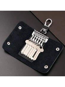 新款真皮牛皮男士钥匙包男牛皮腰挂汽车钥匙包女时尚大容量锁匙包钥匙收纳车钥匙套 - 彩色 - 查看 3