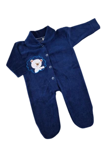 KIT WITH 3 PLUSH BABY OVERALLS - SMALL MODEL - Màu xanh lam - Xem 4