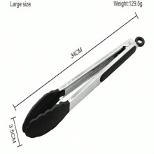 Red/Black Multi-Size Silicone Food Tongs, Kitchen Food Tongs, Stainless Steel Kitchen Grill Tongs, Steak, Bread, Heat Proof Grill Tongs. - One Size - View 3