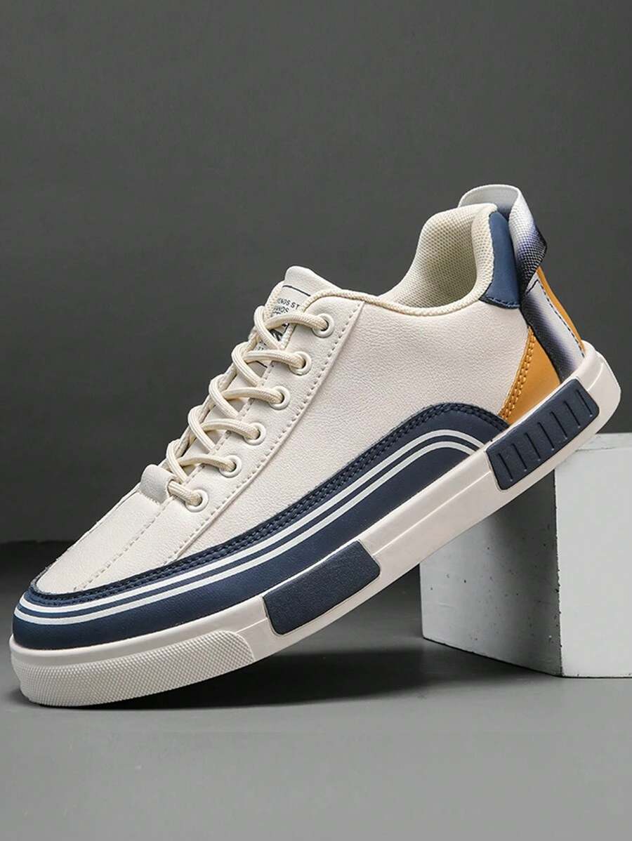 Men's Summer Sports Shoes, Leather Upper, Anti-Slip Flat Sole, Comfortable, Large Size 47, Outdoor Hiking Shoes, Fashionable Luxury, Light Weight Casual Leather Sneakers, Odor Resistant, Perforated Breathable Mesh Skate Shoes - Beige - View 1