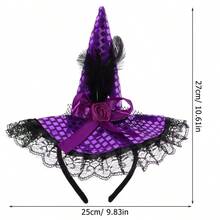 Halloween Decorations Witch Magic Party Hat Headband Masquerade Ball Performance Lace Sequin Hat Headband,Christmas