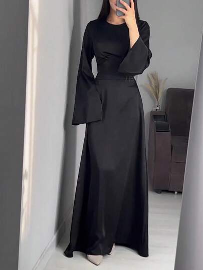 Women Long Elegant Modest Long Sleeve Dress