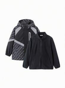 Balabala Jongens Buitenkleding Kinderen 2024 Nieuwe Lente Grote Kinderen Capuchon Kinderen Lentekleding Fleece Tweedelige Set Tide