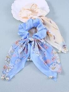 2pcs Floral Print Scarf Hair Tie Boho - Multicolor - View 5