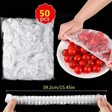 100 piezas Paquete de valor de cubiertas de plástico desechables para mantener la frescura - Solución de frescura de cocina premium para frutas, arroz y sobras - Duradero, a prueba de fugas, cubiertas selladas multiusos - Ideal para uso doméstico y restaurante