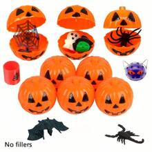 万圣节装饰 恐怖万圣节乐趣：4 个塑料南瓜礼盒、迷你泵和恐怖玩具 - 不含填充物 - 彩色 - 查看 2