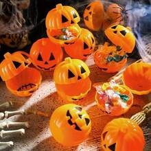 万圣节装饰 恐怖万圣节乐趣：4 个塑料南瓜礼盒、迷你泵和恐怖玩具 - 不含填充物 - 彩色 - 查看 6