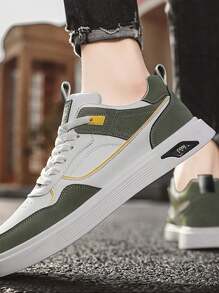 Gym Shoes Men's Shoes Breathable Leather Men's Shoes White Sports Shoes Low-Top Skate Shoes Sports Casual Shoes For Men. - 米色 - 查看 3