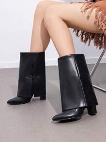 DREAM PAIRS Women's Mid-Calf Boots Classic Chunky Heels Fashionable Elegant Modern Western Cowboy Pointed  Vacation Party Trouser Matching Dress Black Boots - màu đen - Xem 4