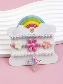 3pcs/Set Kids Colorful Acrylic Popsicle Bead Bracelet Jewelry Accessories - Multicolor - View 2