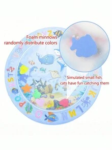 1pc Pet Splash Mat, Cat Toy For Summer Use, Applicable For Cat Play, Summer Cat Bed, Summer Dog Bed, Cat & Dog Entertainment Toy, Requires Inflation & Water Filling, Pet Entertainment Waterbed, Cat Sensing Water, Cat Cooling Mat, Cat & Dog Sensing Water Sensing Mat, Cool & Comfortable (Please Note Trimming Claws Is Necessary Before Use, And Excessive Biting May Cause Leakage Or Rupture) - Multicolor - View 11