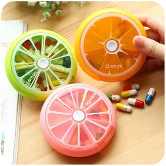 Fruit Designed Medicine Storage Box Sealed Rotating Pill Box Personal Care Container