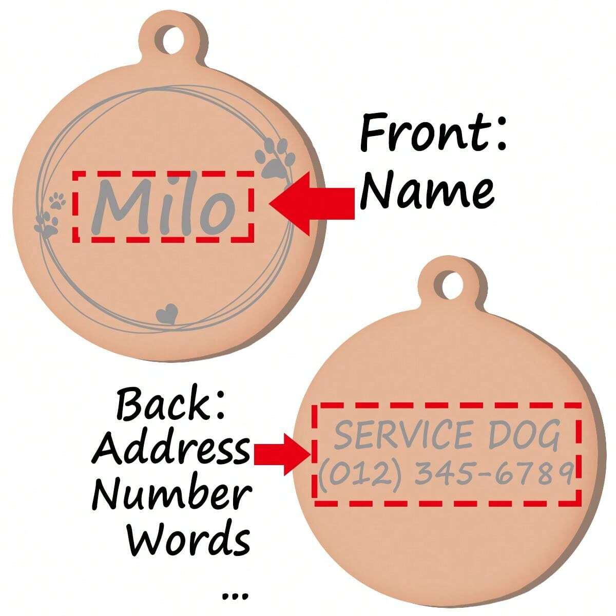 Round Open Customizable Dog Tag Hanging Ornament, Multiple Color & Size