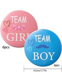 12pcs Gender Reveal Party Pins, Gender Reveal Buttons Team, Gender Reveal Party Badges For Baby Shower Supplies,Christmas - Multicolor - View 5