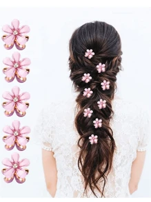 10/5 chiếc kẹp tóc hình hoa nhỏ xinh, kẹp tóc pha lê nhiều màu, phù hợp với kiểu tóc tết dài, kẹp tóc hoa, phụ kiện tóc nữ (10 chiếc - màu tím), kẹp tóc ngày lễ tình nhân, kẹp tóc, ghim cài tóc, trang trí ngày lễ mùa thu/đông, dành cho phụ nữ - Màu tím - Xem 10