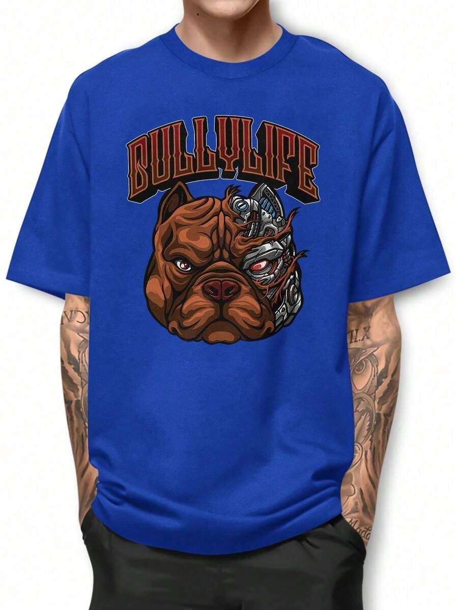 Pitbull Bullylife Basic T-Shirt 100% Cotton Shirt GPJ1 - 寶藍色 - 查看 1
