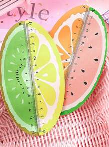 1/4pcs Wooden Ruler, Random Style Measuring Ruler, Creative Fruit Shaped Office Supplies, Teaching Reward Prizes, Birthday Party Decoration Gifts, Back To School And Study Supplies, Student Office Stationery And Study Measurement Tools, 15cm Watermelon Kiwi Lemon Orange Ruler, Cute And Fresh Student Award Drawing Ruler, Essential Straightedge For Mathematics