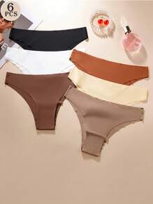 Aofeiqike 6 Prendas íntimas sin costuras para mujer, ropa interior deportiva de seda de hielo, estilo sexy europeo y americano tipo bikini, las mujeres se sienten cómodas y frescas, ropa interior femenina, un estilo dulce de país francés tipo triangular que hace que las mujeres se vean talla grande delgadas