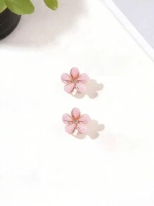 6pcs Pink Crystal-Like Flower Shaped Hair Clip For Women, Side Clip Bangs Hairgrip Hairpins Hair Accessories Boho Valentine's Day Valentines Hair Claws Claw Clips Hair Clips Hair Jaw Clip Hair Clamps Hair Clutch Hair Catcher Clip