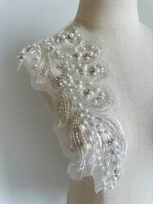 1 Pc Of Beaded Lace Lace Lace, Coffee Colored Diamond Sequins, Lace Stickers, Decorative Clothing, Dance Skirts, DIY Sewing Crafts, Home Decoration Accessories - White - View 4