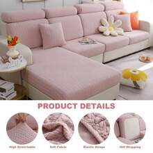 Elastic Sofa Cushion Cover Jacquard Sofa Cover L Shape Wear-Resistant Cushion Slipcover Furniture Protector Sofa Slipcover Suitable For L-Shaped Sofas & 1-4 Seat Sofas,Living Room Sofa Protector - Pink - View 1