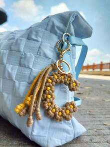 1Pc Braided Keychain Handmade Keychain Wristlet For Women Girls Braided Letter Charm Hand-Woven Pendant Birthday For Purse Bag Pendant - Multicolor - View 5