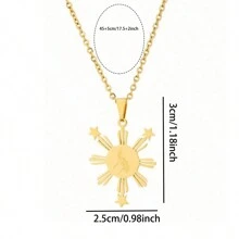 1pc Unisex Stainless Steel Philippine Map Pendant Necklace, 2 Colors Available - Philippines Map - View 6