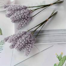 6 piezas - Flores de plástico en forma de espigas de trigo, decoración de boda y fiesta, manualidades de ramos, decoración para el hogar, decoración de jardín - Multicolor - Ver 7