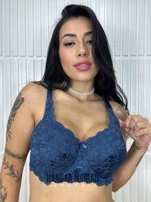 Sutiã Meia Taça Com Bojo Soft e Aro Modelo Luxo em Renda Premium Conforto Lingerie Feminina - Multicolorido - Visão 4