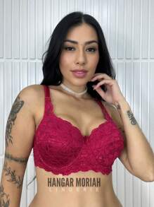 Sutiã Meia Taça Com Bojo Soft e Aro Modelo Luxo em Renda Premium Conforto Lingerie Feminina - Multicolorido - Visão 2