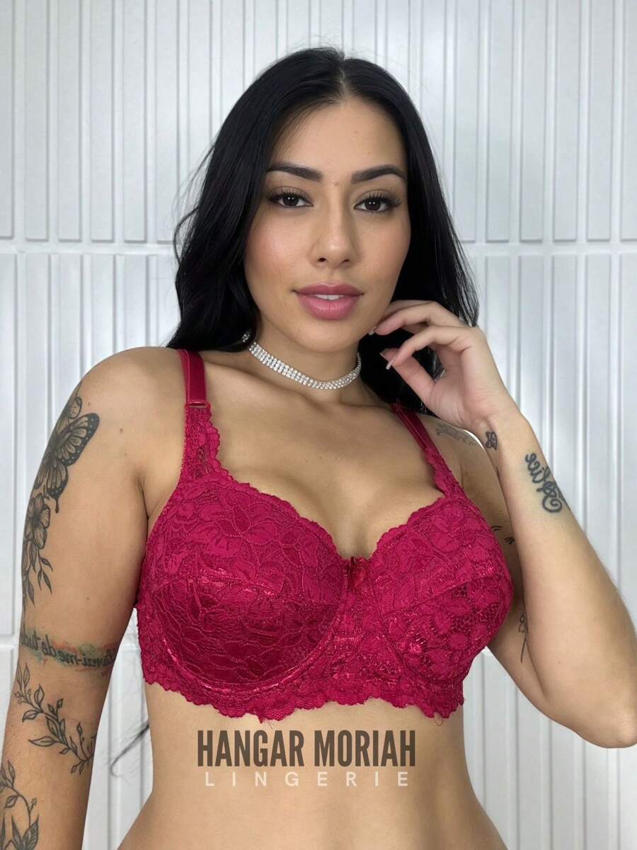 Sutiã Meia Taça Com Bojo Soft e Aro Modelo Luxo em Renda Premium Conforto Lingerie Feminina