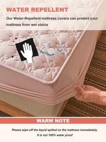 1pc Waterproof Mattress Protector, Soft & Breathable, Dust Mite Resistant, Waterproof & Dustproof, Suitable For Bedroom, Guest Room And Dormitory, Fits Twin, Full, Queen, King Size Beds, Machine Washable, Waterproof Mattress Cover - Pink - View 5