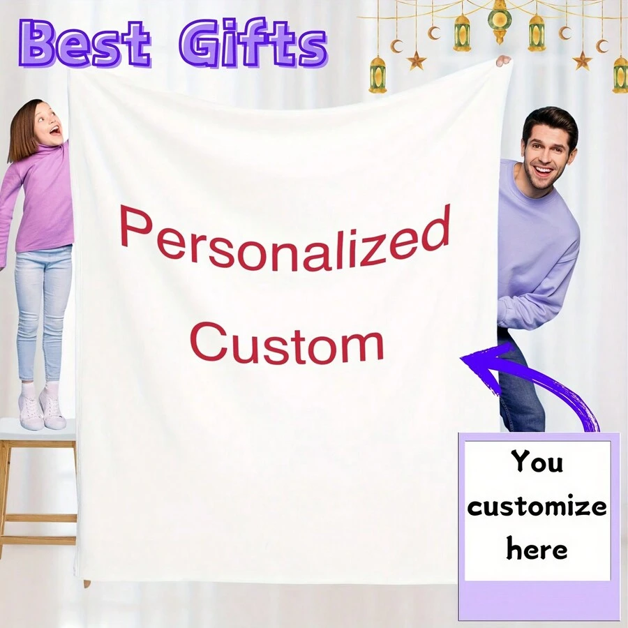 1 Chiếc Chăn Hình Tùy Chỉnh, Sử Dụng Hình Ảnh Của Riêng Bạn Để Cá Nhân Hóa Chăn Lông Cừu, Quà Tặng Tùy Chỉnh Cho Mẹ, Bố, Gia Đình Và Bạn Bè - Nhiều màu - Xem 1