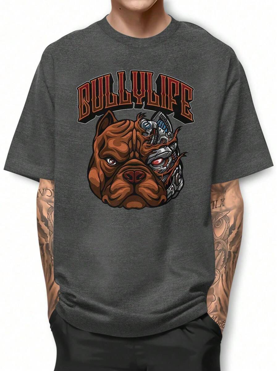 Pitbull Bullylife Basic T-Shirt 100% Cotton Shirt GPJ1 - 深灰色 - 查看 1
