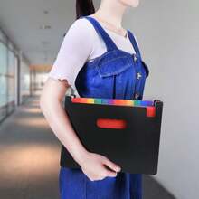 Expanding File Folder Self Standing A4 Size Desk Document Storage Expander Plastic Concertina Vertical Test Paper Organizer For Home Office(24 Pocket) - Color (13 Layers) - View 9