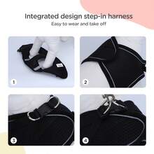 Nobleza - Arneses tipo chaleco para perros, Arnés Deportivo para Perros Sin Tirón Malla Suave Reflexivo y Transpirable Arnés y Juego de Cables Ajustable, Viene con Una Correa de Perro Gratis, Negro L - Negro - Ver 5