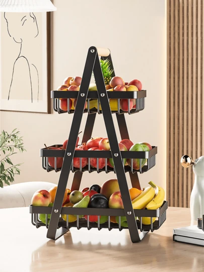 Canasta Frutero 3 Niveles Pirámide,Cesta de frutas para encimera de 2 niveles, cesta de frutas y pan, soporte de verduras para almacenamiento de cocina
