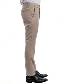 Mens Skinny Fit Solid Open Bottom Dress Pants - 中棕褐色 - 查看 3