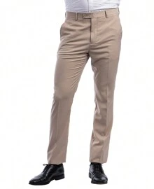 Mens Skinny Fit Solid Open Bottom Dress Pants - 中棕褐色 - 查看 4