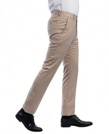 Mens Skinny Fit Solid Open Bottom Dress Pants - 中棕褐色 - 查看 2
