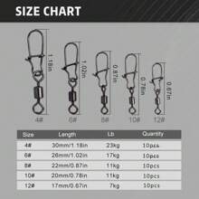 50pcs Fishing Swivel Clips - Available In Various Sizes (4#-12#), Ideal For Fishing, Provides Optimal Performance And Versatility