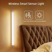 1 pezzo Luce a sensore di movimento a LED per mobile, luce notturna magnetica senza fili ricaricabile via USB per cucina, luce notturna ultramagnetica ricaricabile con luce calda e bianca, adatta per mobile, corridoio, scale, cucina, comodino, con batteria da 200mAh e 350mAh, 3,7V