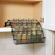 WANLECY 3 Tier Pull Down Cabinet Spice Rack Organizer Metal Storage Shelf For Kitchen - Black - View 2